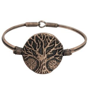 Tree of Life Copper Tone Simple Hook Bangle Bracelet
